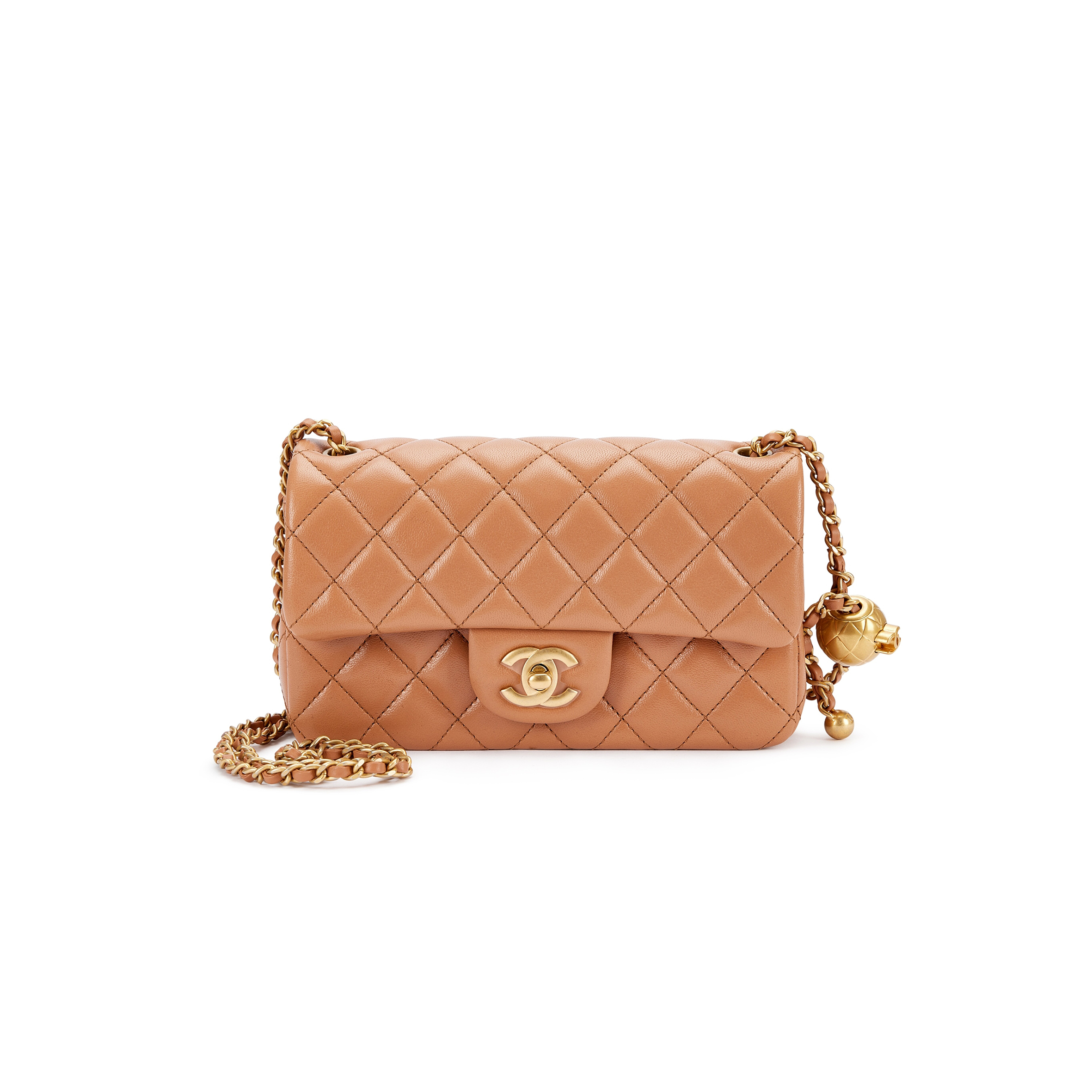 Ch*el master golden ball chain flap bag large mini (20*13*7cm)